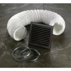 image of Brown Fixed Grille 3m Flexible Ducting Extractor Fan Accessory Kit with Hose Clamps - 32500 - Brown - HIB