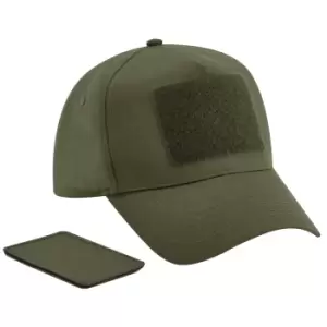 image of Beechfield 5 Panel Removable Patch Baseball Cap (One Size) (Military Green)