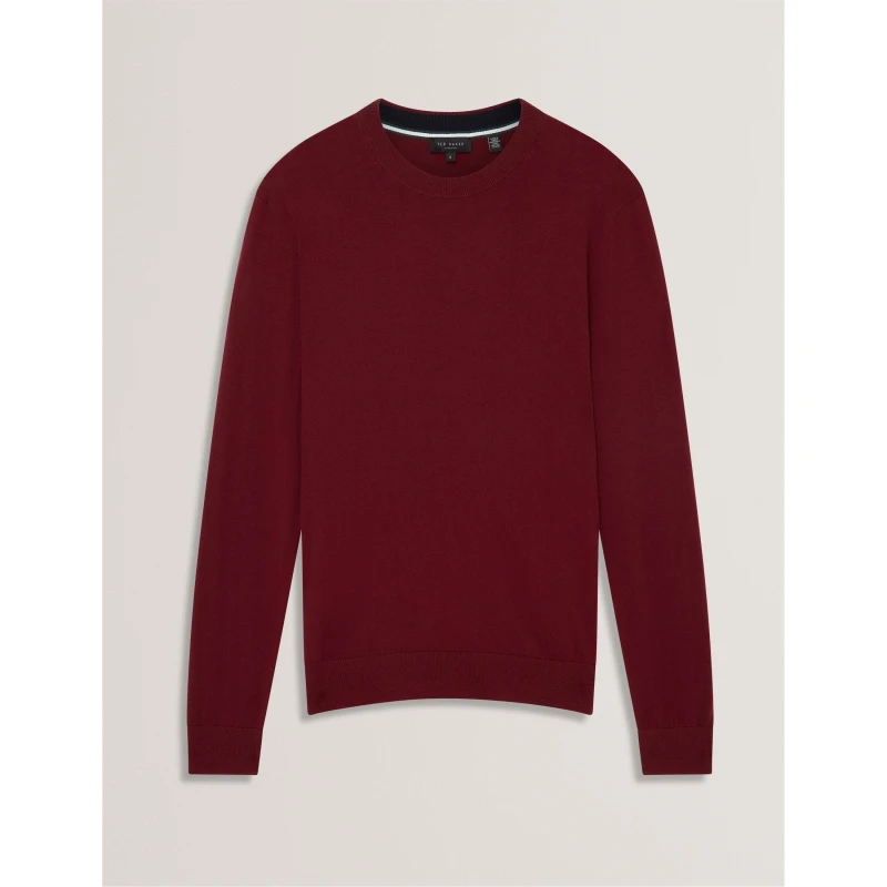 Image of Ted Baker Mens Merino Crew Neck Jumper Oxblood male S (2)