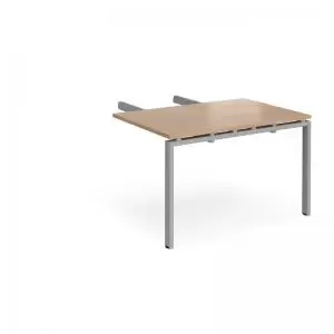 image of Adapt add on unit double return desk 800mm x 1200mm - silver frame and