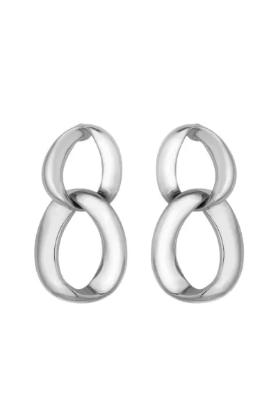 Image of Rhodium Plated Chain Drop Earrings