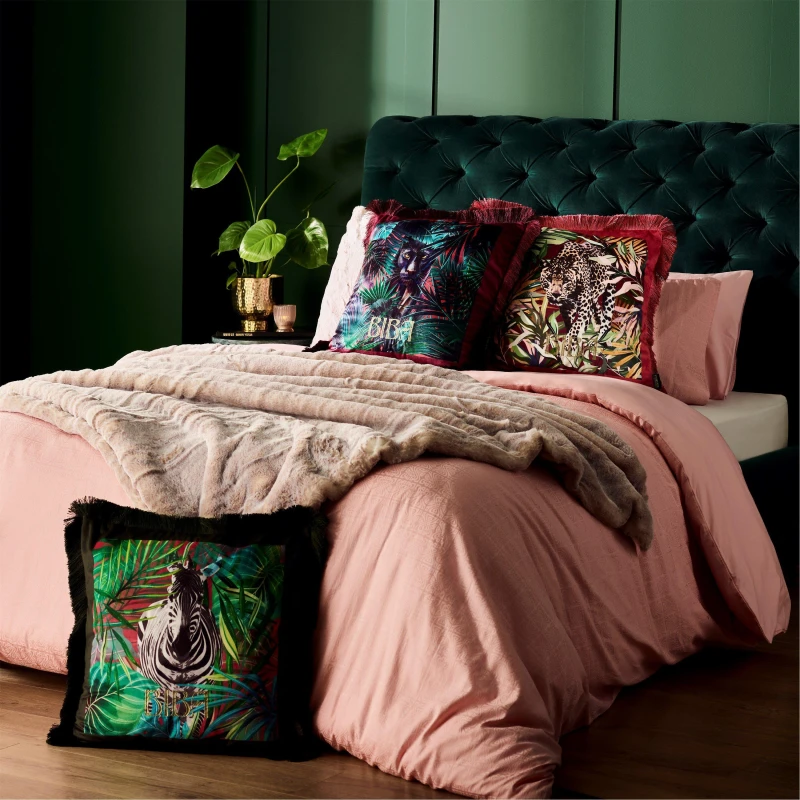 Image of Biba Biba Logo Jacquard Duvet and Pillowcase Set - Pink Pink Double