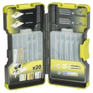 image of Ryobi 20 Piece Metal and Wood Cutting Jigsaw Blade Set