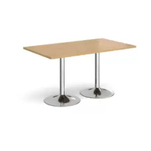 Image of Genoa rectangular dining table with chrome trumpet base 1400mm x 800mm - oak