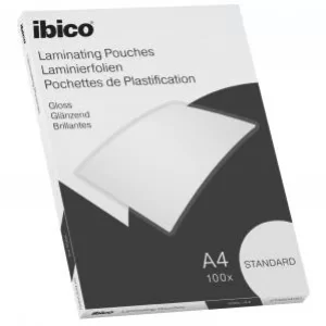 image of Ibico Basics Standard A4 Laminating Pouches Crystal clear Pack 100