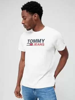 Image of Tommy Jeans Corp Logo T-Shirt - White, Ancient White, Size L, Men