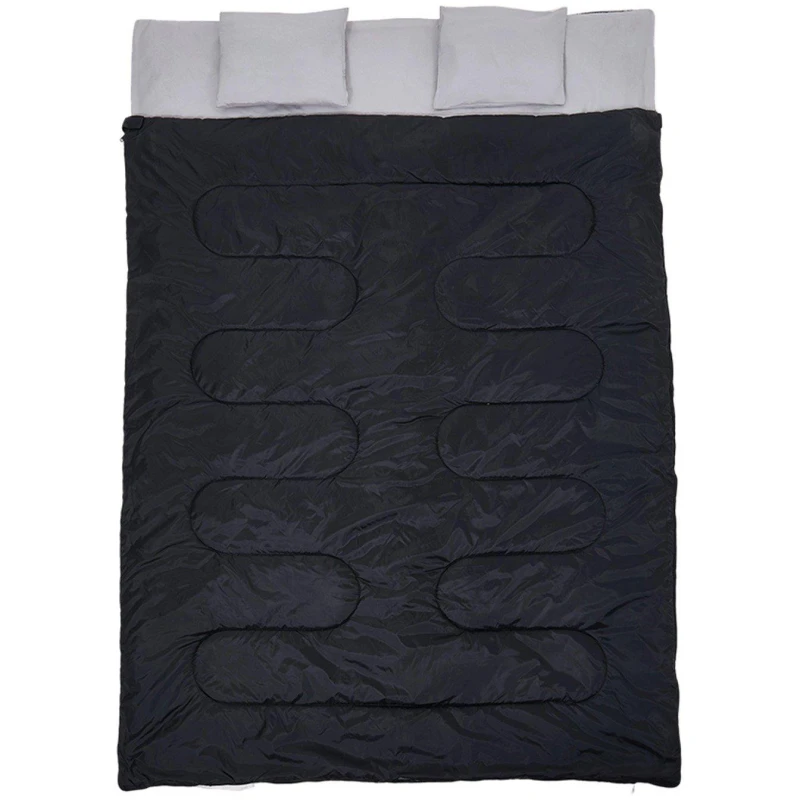 Image of Breeins Camping Double Sleeping Bag with Two Pillows Black unisex One Size