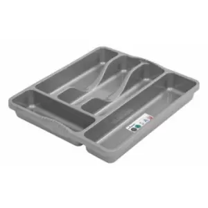 image of Wham - Plastic Kitchen Cutlery Tray Organiser Rack Holder Drawer Insert Tidy Storage - Silver