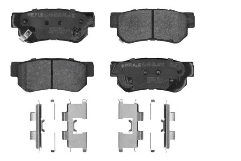 Image of MEYLE 025 235 4314/W Brake pad set Rear Axle, with acoustic wear warning, with accessories, Original Quality, with anti-squeak plate Brake Pad Set,di