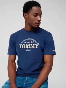 image of Tommy Jeans Tjm Clsc Modern Prep Front Logo T-Shirt, Twilight Navy, Size L, Men