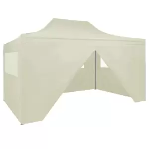 Image of Vidaxl Professional Folding Party Tent With 4 Sidewalls 3x4 M Steel Cream