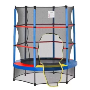 image of Jouet Kids 140cm Trampoline with Enclosure Net - Blue/Red/Black