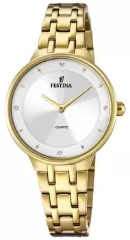 Image of Festina F20601/1 Ladies Gold-Toned W/CZ Set & Steel Watch
