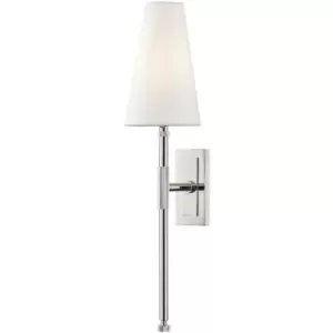 image of Bowery 1 Light A Wall Sconce Polished Nickel, Linen