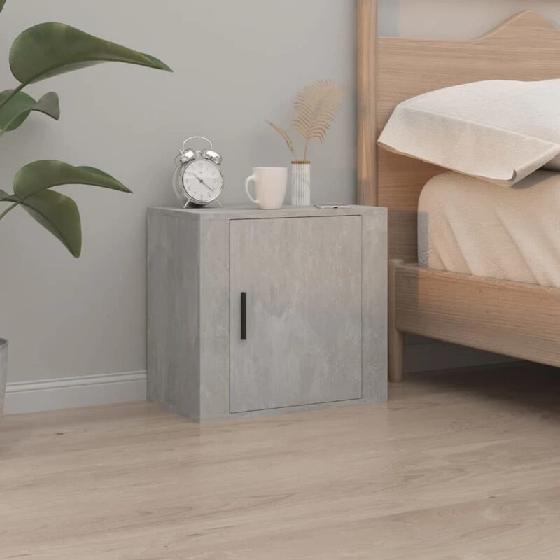 Image of Vidaxl Wall-mounted Bedside Cabinet Concrete Grey 50X30X47 Cm, Grey 816872
