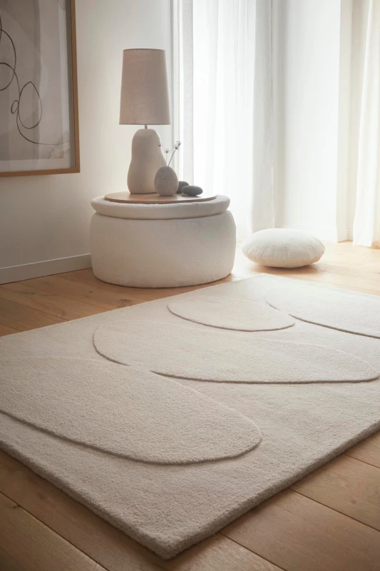 Image of Origins Sculptured Wool Pebble Rug Oatmeal - Origins - Size: 120X170 Oatmeal 120X170 HR94801