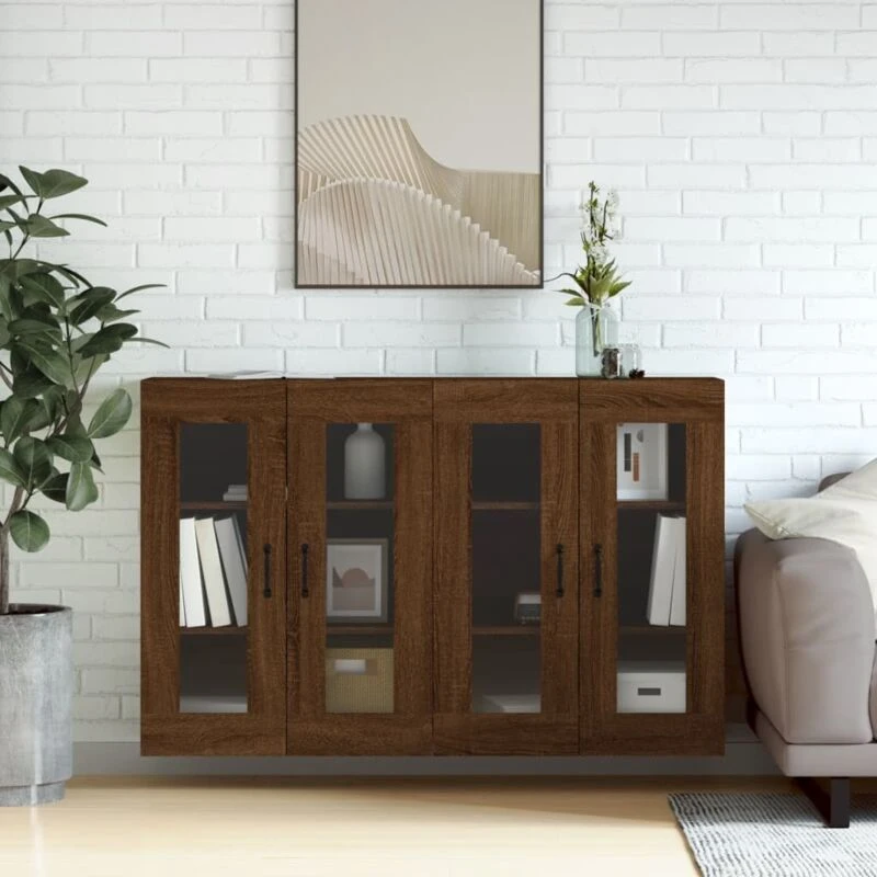 Image of VIDAXL Wall Mounted Cabinets 2 pcs Brown Oak Engineered Wood Vidaxl 8720845473341