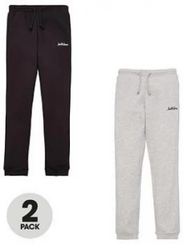 Image of Jack & Jones Junior Boys 2 Pack Logo Joggers - Black/Light Grey Marl, Size 8 Years