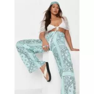 image of Missguided Straight Leg Trouser Bandana Print - Green