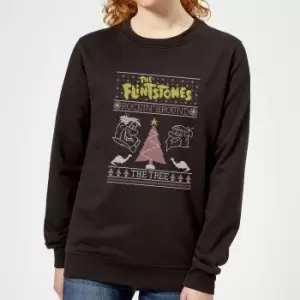 Image of Flintstones Rockin Around The Tree Womens Christmas Jumper - Black - 3XL