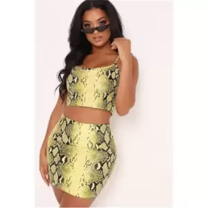 Image of I Saw It First Snake Print Vinyl Mini Skirt - Green