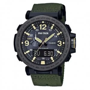 Image of Casio PRO TREK Triple Sensor TOUGH SOLAR Watch PRG 600YB 3 Black and Green