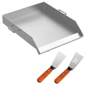 Image of VEVOR Square Grill Plate 16 x 18" Stainless Steel Griddle Flat Top Grill Tripple Burner Stove Griddle Flat Top Plate for Outdoor Triple Burner Stove