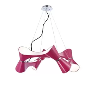 Image of Ora Pendant 8 Twisted Round Light E27, Gloss Purple/White Acrylic/Polished Chrome, CFL Lamps INCLUDED