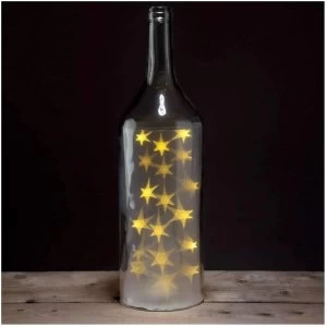 Image of Decorative Large Glass Bottle Jar with White LED Star Lights