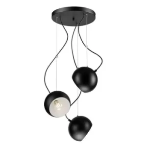 Image of Inez Cluster Pendant Ceiling Light Black, 3x E27