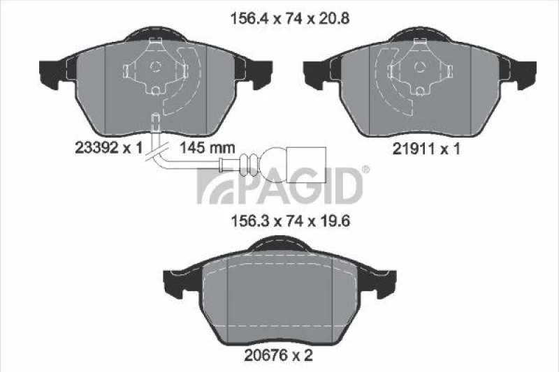 Image of Brake pad set PAGID T1154N