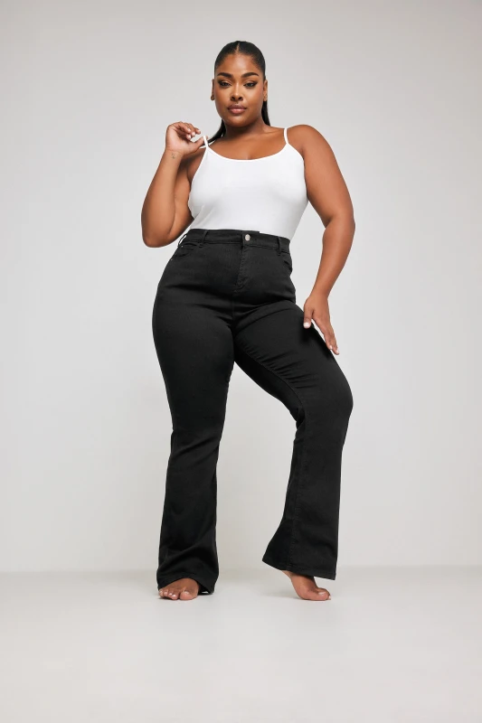 Image of Yours Womens Bootcut Stretch Jeans in Black Size: 32S Black Female 32S