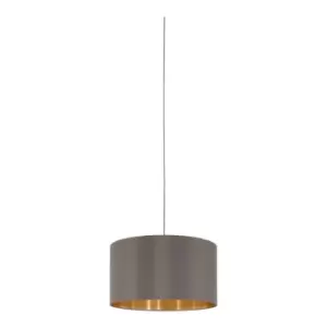 image of Netlighting Maserlo 1 Light Round Ceiling Pendant Satin Nickel Cappuccino, E27