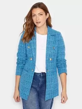 image of Long Tall Sally Blue Boucle Blazer, Blue, Size 10, Women