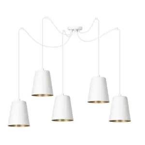 Image of Emibig Link White/Gold Cluster Pendant Ceiling Light 5x E27