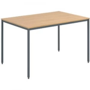 Image of Dams International Rectangular Meeting Room Table with Oak Coloured MFC Top and Graphite Frame Flexi 1200 x 800 x 725mm