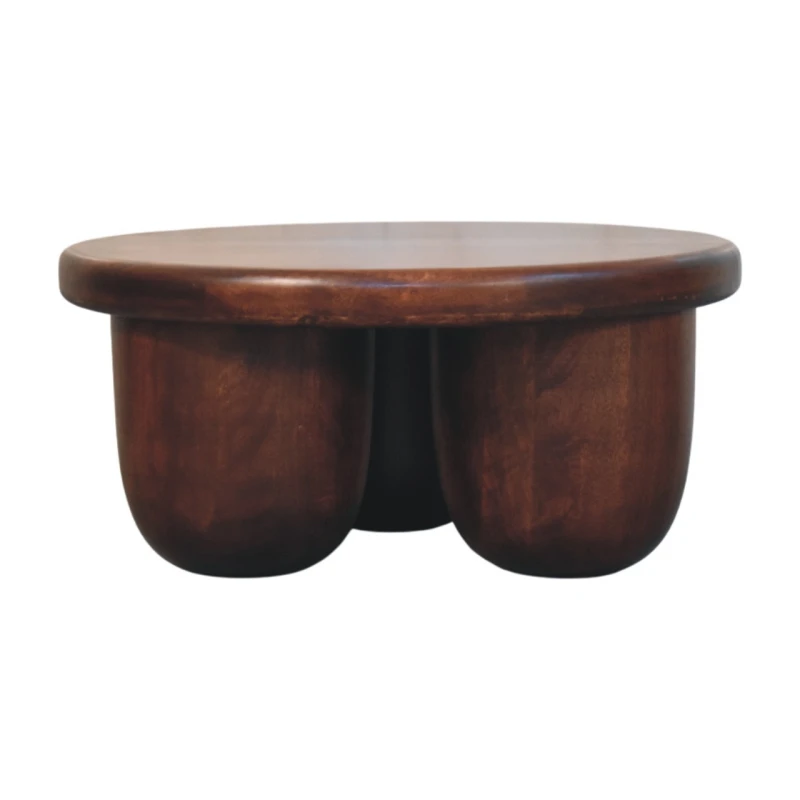 Image of Artisan Furniture Artisan Furniture Solid Wood Clara Sculpted Coffee Table, Brown