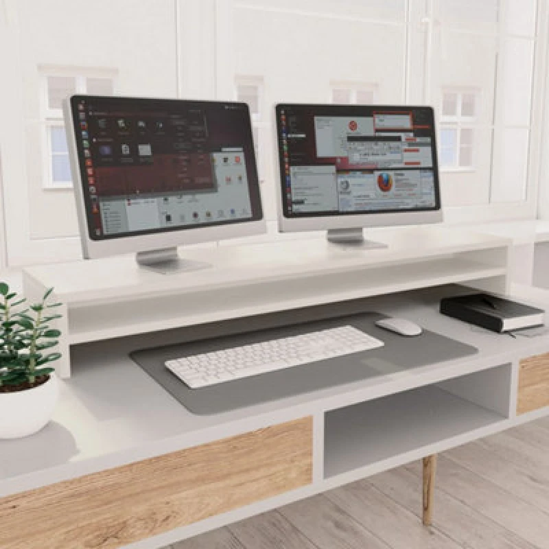 Image of vidaXL Monitor Stand White 100X24X13cm Engineered Wood, White 800333