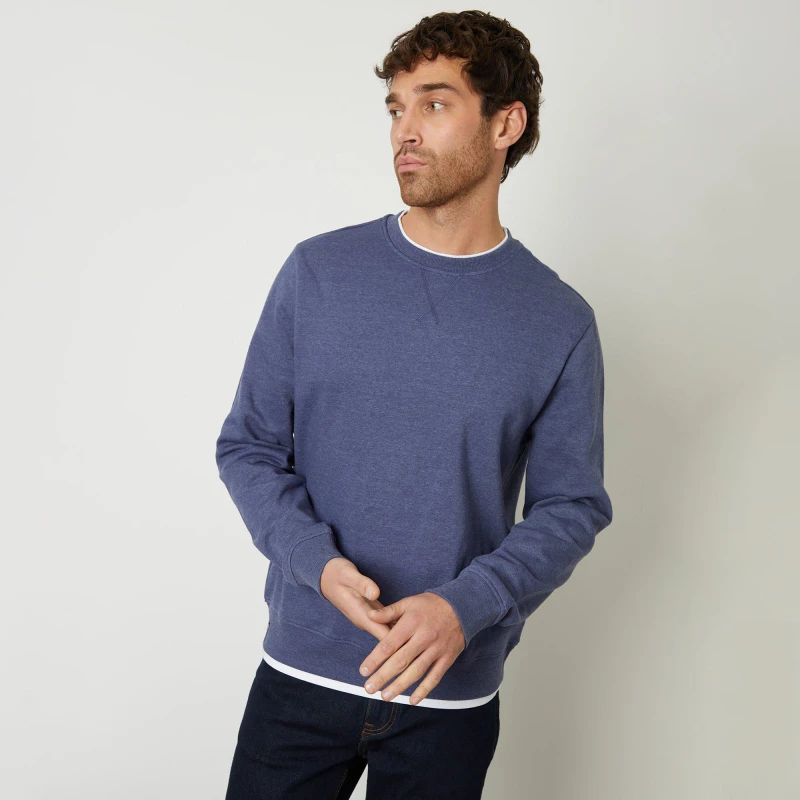 Image of Threadbare Threadbare Mock T-Shirt Crew Neck Sweatshirt - Blue 2XL Male