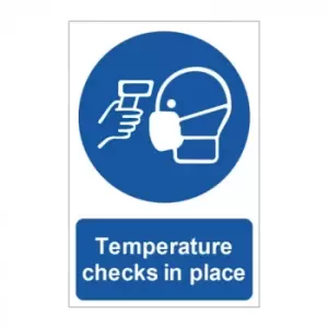 Image of Temperature Checks in Place Safety Sign - RPVC - 200mm x 300mm