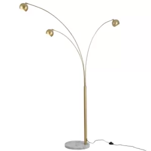 Image of HOMCOM 198cm 3-Branch Futuristic Floor Lamp Metal Frame Multi-Light Shade Rotating w/ Marble Base Arched Home Decoration Furnishing Gold