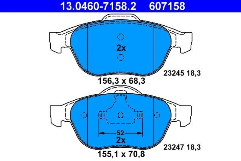 Image of ATE 13.0460-7158.2 Brake pad set excl. wear warning contact Brake Pad Set,disc brake (402)