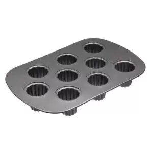 Image of MasterClass Non Stick Silicone 9 Cup Canele Pan 32.5cm x 22cm Black