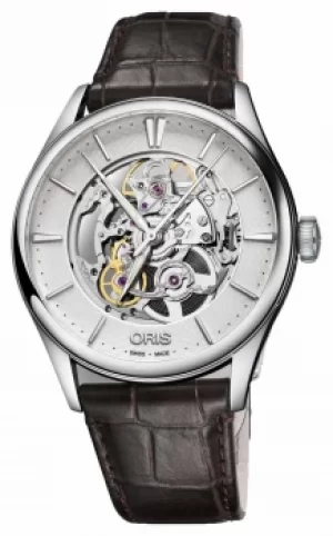 Image of ORIS Artelier Skeleton Automatic Brown Leather Strap 01 734 Watch
