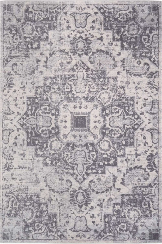 Image of THE RUGS Montana Vintage Grey & Cream Living Room Area Rug 4060 Size: 200cm x 290cm Grey Unisex 200cm x 290 cm