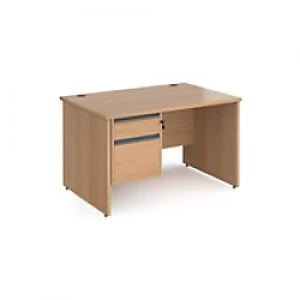 Image of Dams International Straight Desk with Beech Coloured MFC Top and Graphite Frame Panel Legs and 2 Lockable Drawer Pedestal Contract 25 1200 x 800 x 725