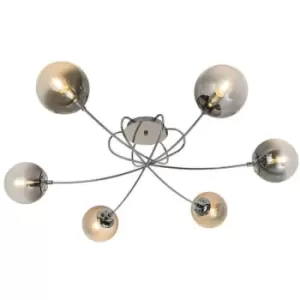 image of Zumaline Lixa Multi Arm Semi Flush Ceiling Lamp, Chrome, 6x E14