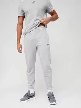 Image of Reebok Workout Ready Piping Joggers - Medium Grey Heather Size XL Men
