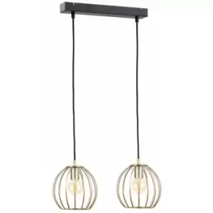 image of Keter Globe Bar Pendant Ceiling Light Black, Gold, 50cm, 2x E27