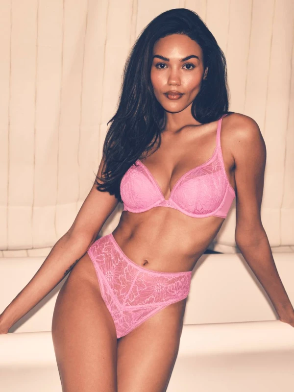 Image of KBX Womens Alice Padded Plunge Bra in Pink Size: 36C Pink Female 36C